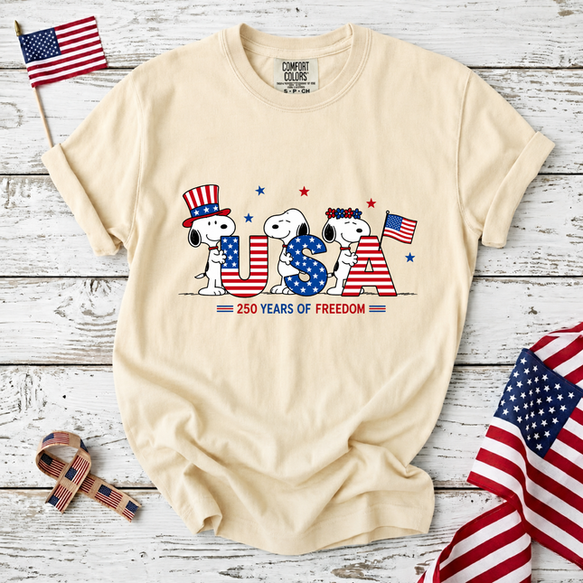 Comfort Colors USA 250 Years of Freedom Patriotic Puppies T-Shirt