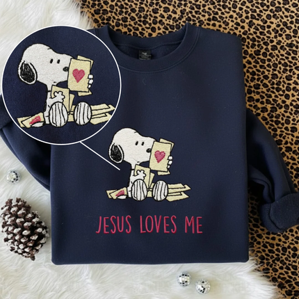 Jesus Loves Me Embroidered Sweatshirt