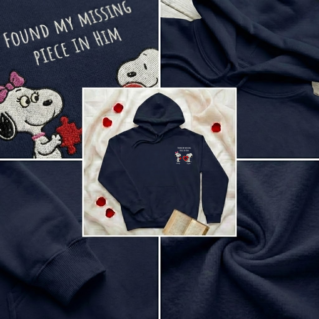 Found Missing Piece In Him Embroidered Hoodie