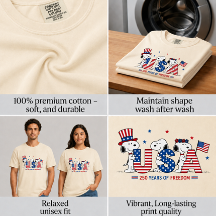 Comfort Colors USA 250 Years of Freedom Patriotic Puppies T-Shirt