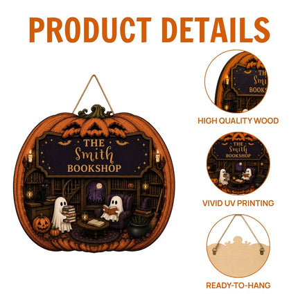 Personalized Halloween Pumpkin Bookshop Door Sign