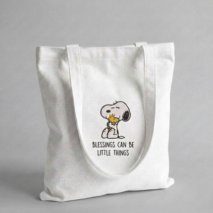 Blessings Can Be Little Things Embroidered Tote Bag