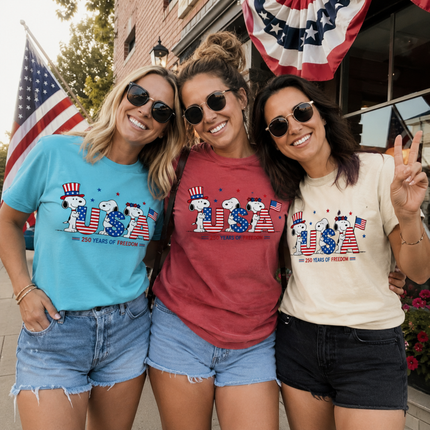 Comfort Colors USA 250 Years of Freedom Patriotic Puppies T-Shirt