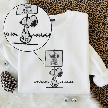 This World Needs Jesus Embroidered Sweatshirt