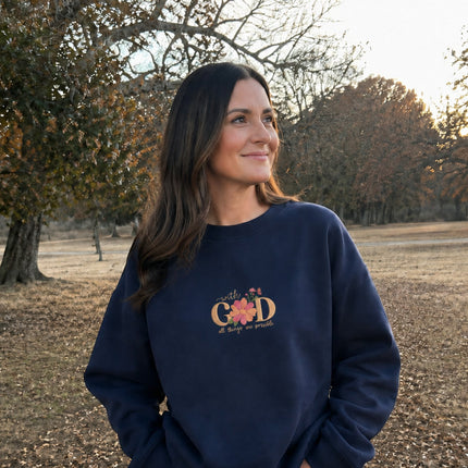 With God All Things Are Possible Embroidered Sweatshirt