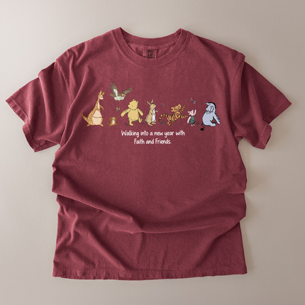 Comfort Colors Walking To New Year Pooh and Friends T-Shirt