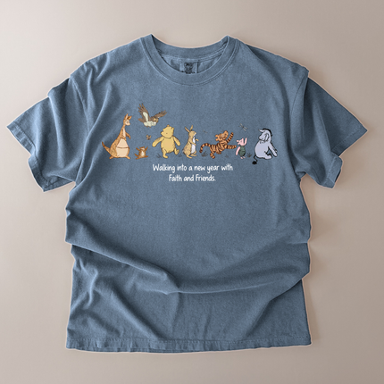Comfort Colors Walking To New Year Pooh and Friends T-Shirt