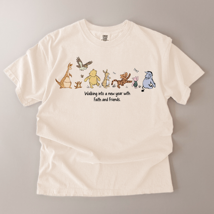 Comfort Colors Walking To New Year Pooh and Friends T-Shirt