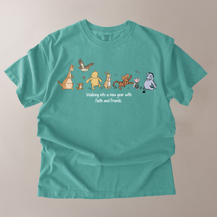 Comfort Colors Walking To New Year Pooh and Friends T-Shirt