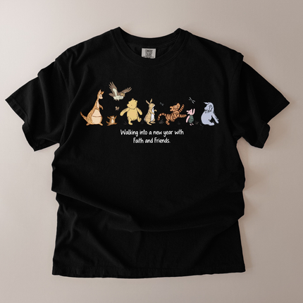 Comfort Colors Walking To New Year Pooh and Friends T-Shirt