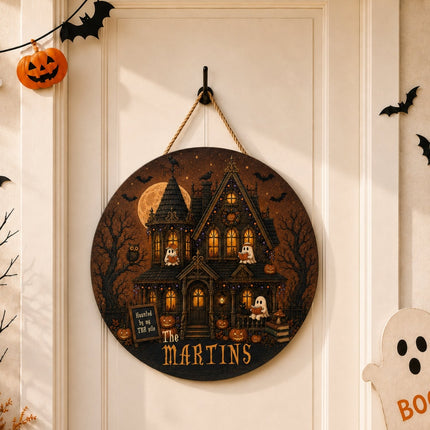 Personalized Reading Haunted House Door Sign