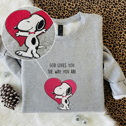 God Loves You The Way You Are Embroidered Sweatshirt