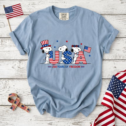 Comfort Colors USA 250 Years of Freedom Patriotic Puppies T-Shirt