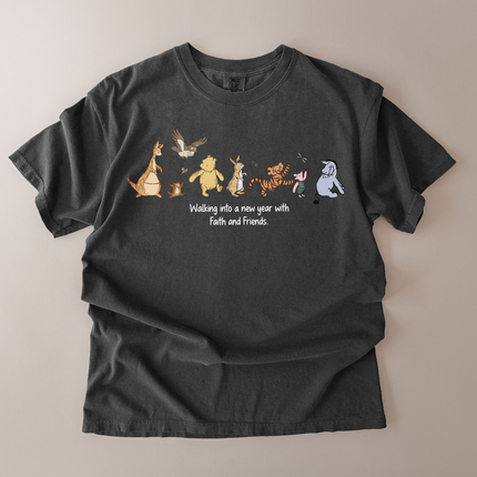 Comfort Colors Walking To New Year Pooh and Friends T-Shirt