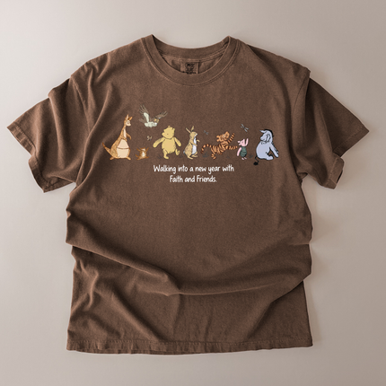 Comfort Colors Walking To New Year Pooh and Friends T-Shirt