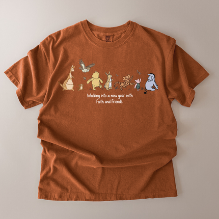 Comfort Colors Walking To New Year Pooh and Friends T-Shirt