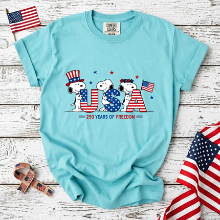 Comfort Colors USA 250 Years of Freedom Patriotic Puppies T-Shirt