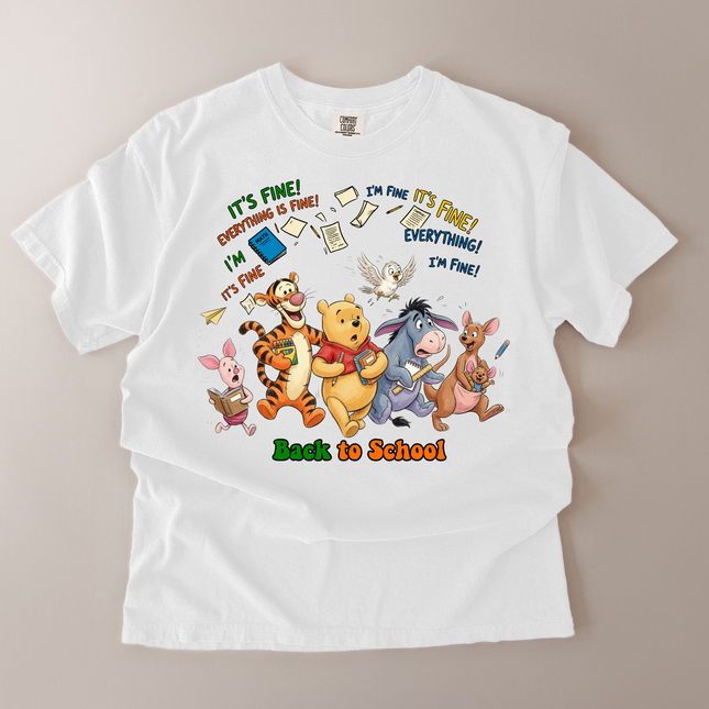 Comfort Colors It's Fine Back To School Pooh and Friends T-Shirt