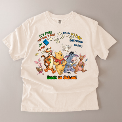 Comfort Colors It's Fine Back To School Pooh and Friends T-Shirt