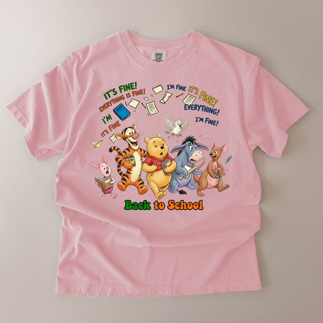 Comfort Colors It's Fine Back To School Pooh and Friends T-Shirt