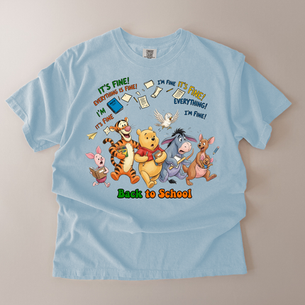 Comfort Colors It's Fine Back To School Pooh and Friends T-Shirt