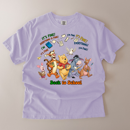 Comfort Colors It's Fine Back To School Pooh and Friends T-Shirt
