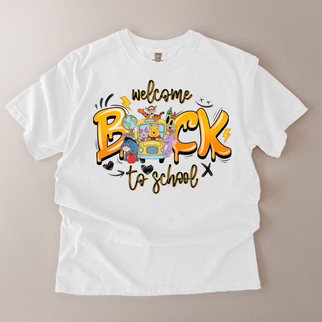 Comfort Colors Welcome Back To School Pooh and Friends T-Shirt