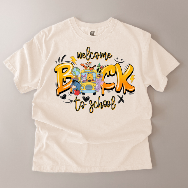 Comfort Colors Welcome Back To School Pooh and Friends T-Shirt