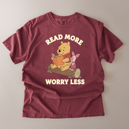 Comfort Colors Read More Worry Less Pooh and Piglet T-Shirt