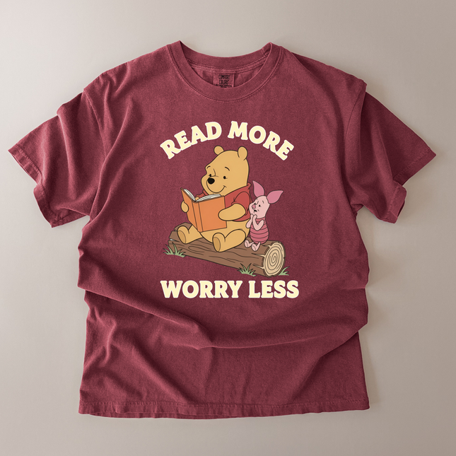 Comfort Colors Read More Worry Less Pooh and Piglet T-Shirt