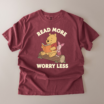 Comfort Colors Read More Worry Less Pooh and Piglet T-Shirt