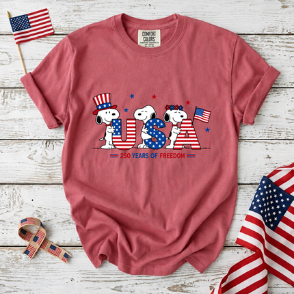 Comfort Colors USA 250 Years of Freedom Patriotic Puppies T-Shirt