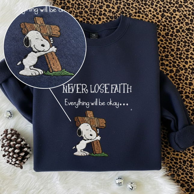 never lose faith Embroidered Sweatshirt