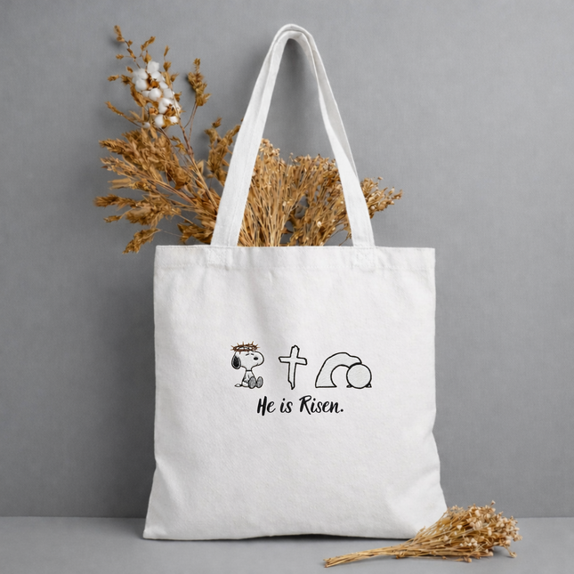 He is Risen Embroidered Tote Bag