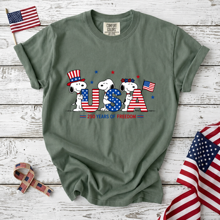 Comfort Colors USA 250 Years of Freedom Patriotic Puppies T-Shirt