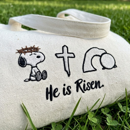 He is Risen Embroidered Tote Bag