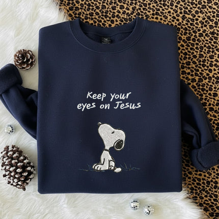 Keep Your Eyes On Jesus Embroidered Sweatshirt