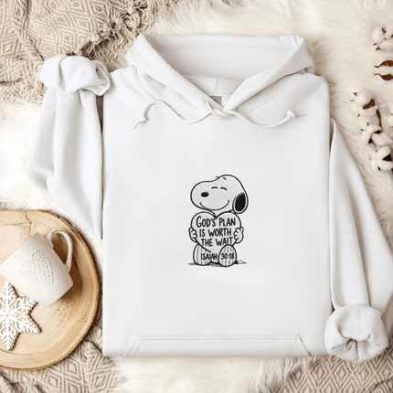 God's Plan Is Worth The Wait Embroidered Hoodie