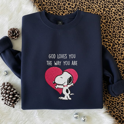 God Loves You The Way You Are Embroidered Sweatshirt