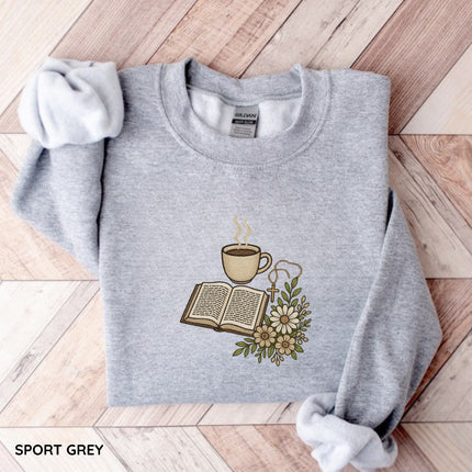 Coffee Bibble and Cross Embroidery Sweatshirt