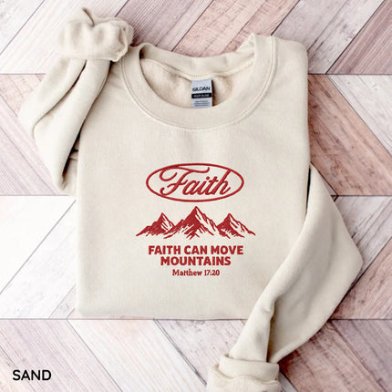 Faith Can Move Mountain Embroidery Sweatshirt