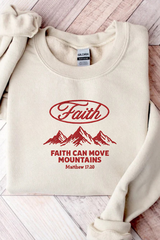 Faith Can Move Mountain Embroidery Sweatshirt