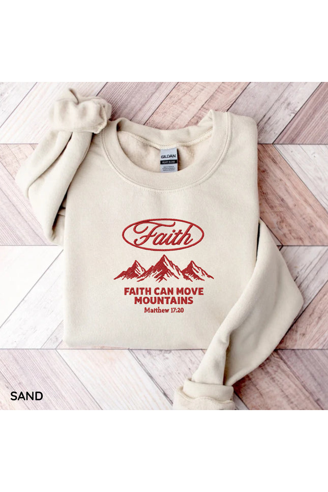 Faith Can Move Mountain Embroidery Sweatshirt