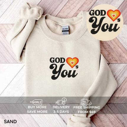 God Loves You Embroidery Sweatshirt