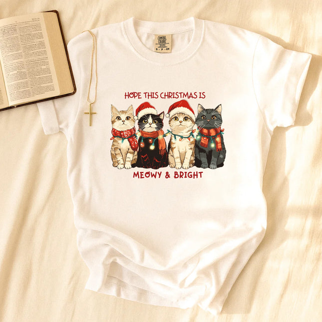 Comfort Colors Hope This Christmas Is Meowy and Bright T-Shirt
