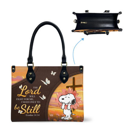 "The Lord Will Fight For Me, I Need Only To Be Still" Christian Leather Handbag