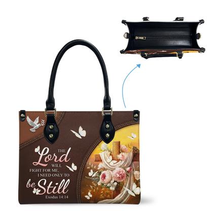The Lord Will Fight For Me Leather Handbag