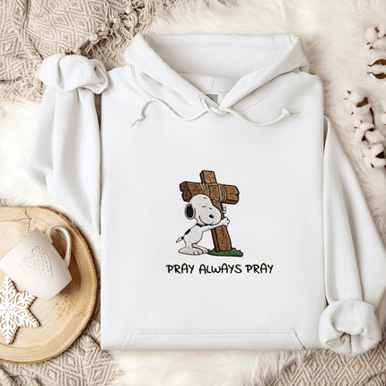 Pray Always Pray Gildan Embroidered Hoodie