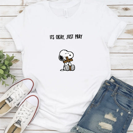 Comfort Colors It's Okay Just Pray Snoopy Christian T-Shirt