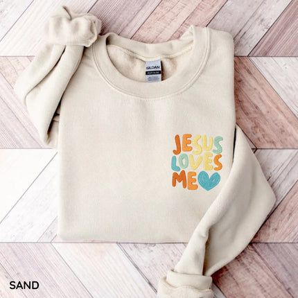 Jesus Loves Me Embroidery Sweatshirt